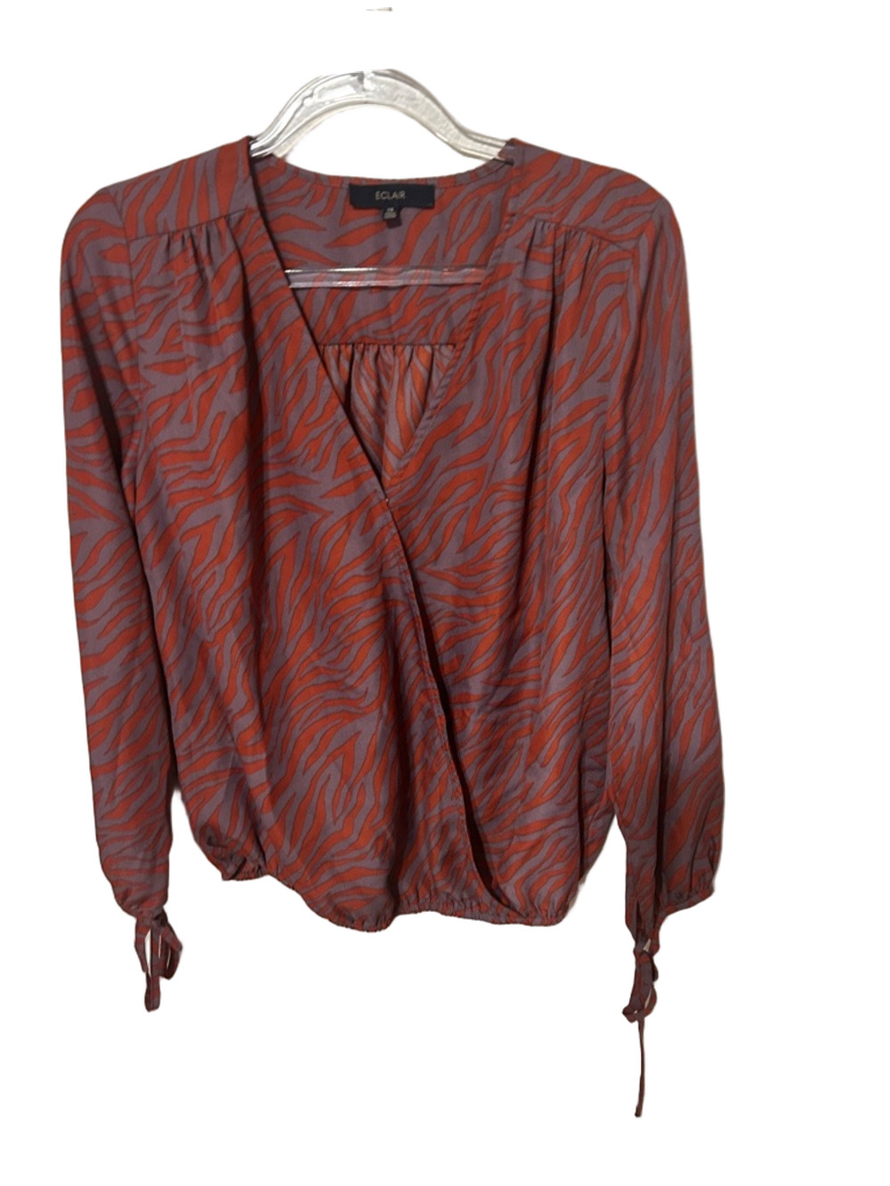 🐕‍🦺Eclair Rust Zebra Print Blouse size XS GUC